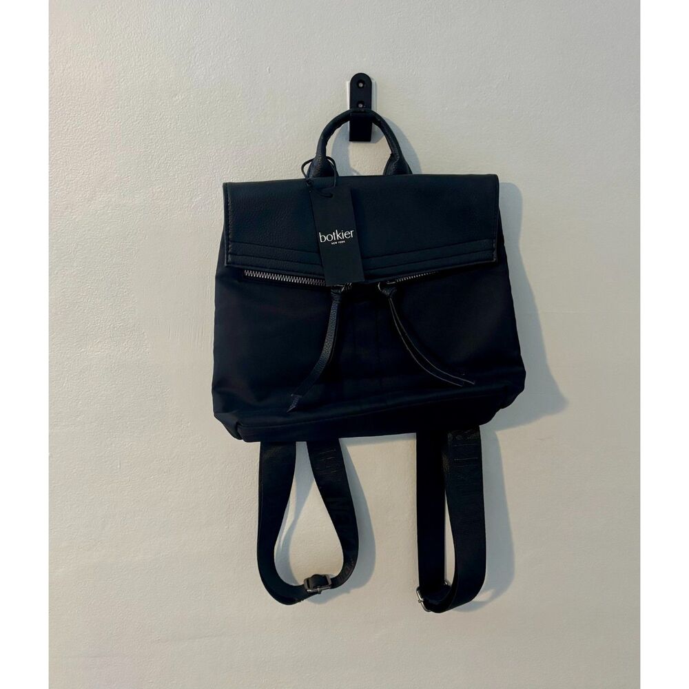 Botkier New York Black Nylon Mini Backpack – Trigger Style with Faux Leather